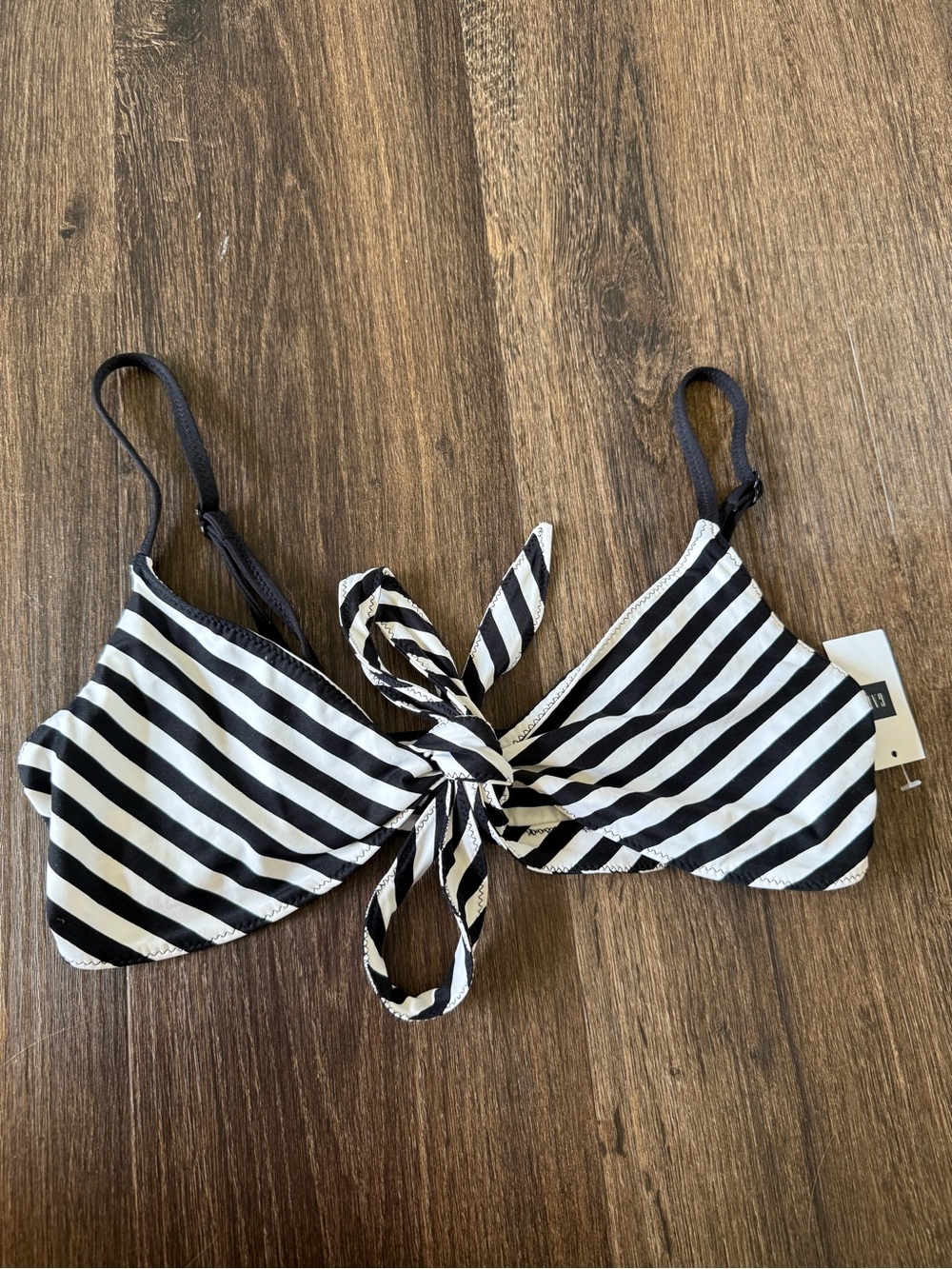 NEW GAP Black and White Striped Tie-Front Bikini Top